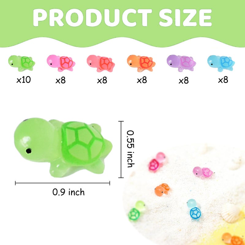 Yuronam 50 PCS Luminous Mini Turtle Miniature Sea Turtle Glow in The Dark Tiny Turtle Figurines for Garden Miniature Moss Landscape Decoration (6 Colors Mini Turtle) - Image 2